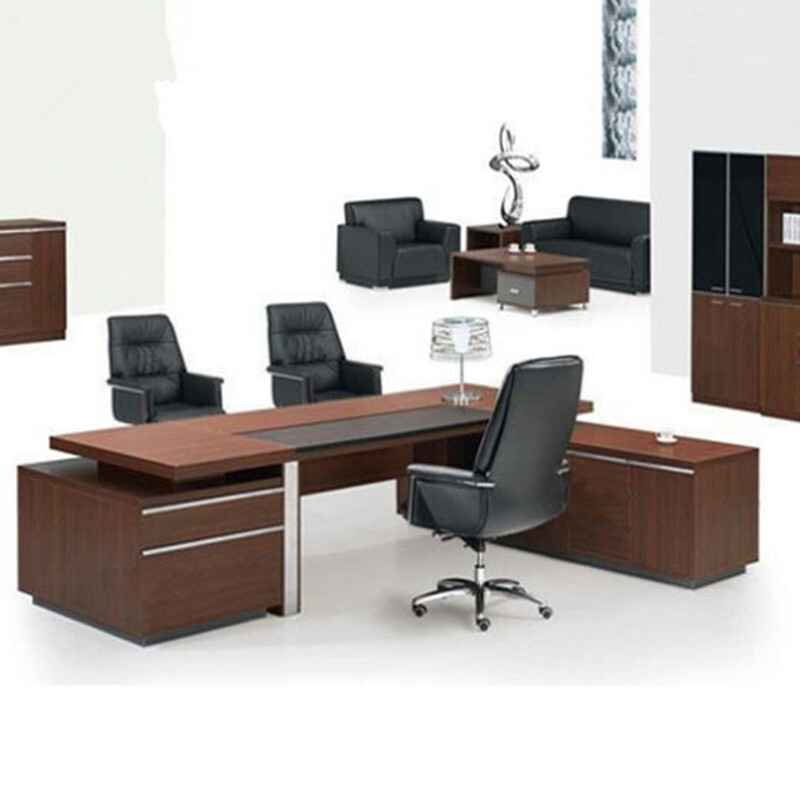 多美雅 办公老板桌简约现代经理主管大班台总裁办公桌椅组合家具办公书桌 1.6*0.8左侧柜(台面加厚)